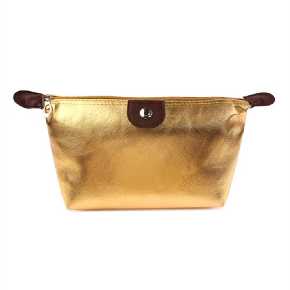 Gold Cosmetic bag with 2 beauty gifts
